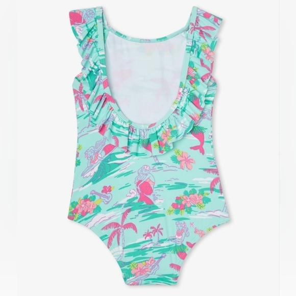 HATLEY Tropical Mermaid Ruffle 1 pc Swimsuit NWT - Picture 2 of 10